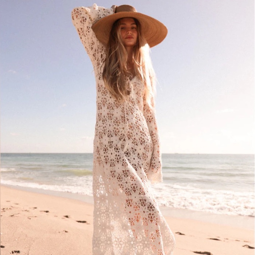 LoveShackFancy ☽𓇬 Cotton Crochet Beach Cover-Up • Maxi Dress